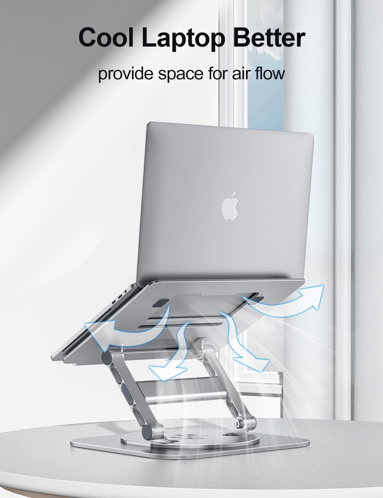 MCHOSE MCHOSE Laptop Stand for Desk, 360 Rotating Base Aluminum Computer Stand Ergonomic Laptop Riser Notebook Holder Fits up to 17-Inch Laptop, Silver