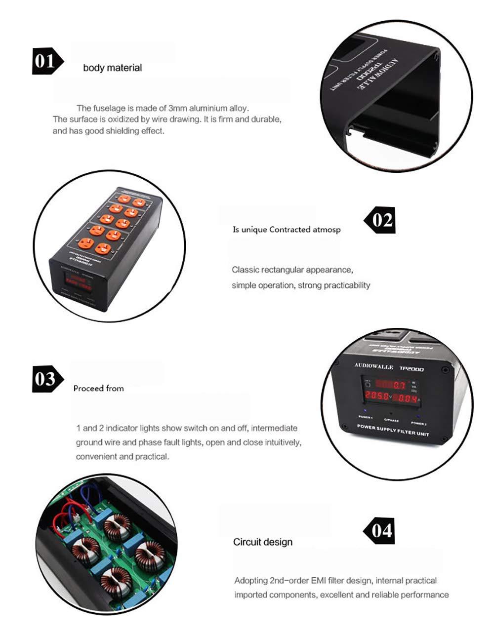 Aitoserlea High-End Audio Noise Filter AC Power Conditioner Power Filter US Power Purifier LED Voltage Display Socket 3000W 15A TP2000