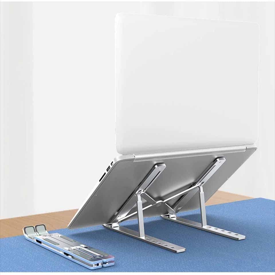 TranLong Portable Laptop Stand, Universal Portable Laptop Stand Adjustable ABS or Aluminum Desktop Stand for MacBook Air Pro Tablet Laptop Holder (Silver)