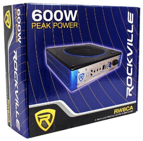 Rockville Rockville RW8CA 8" 600 Watt Under-Seat Slim Amplified Car Subwoofer +Wire Kit
