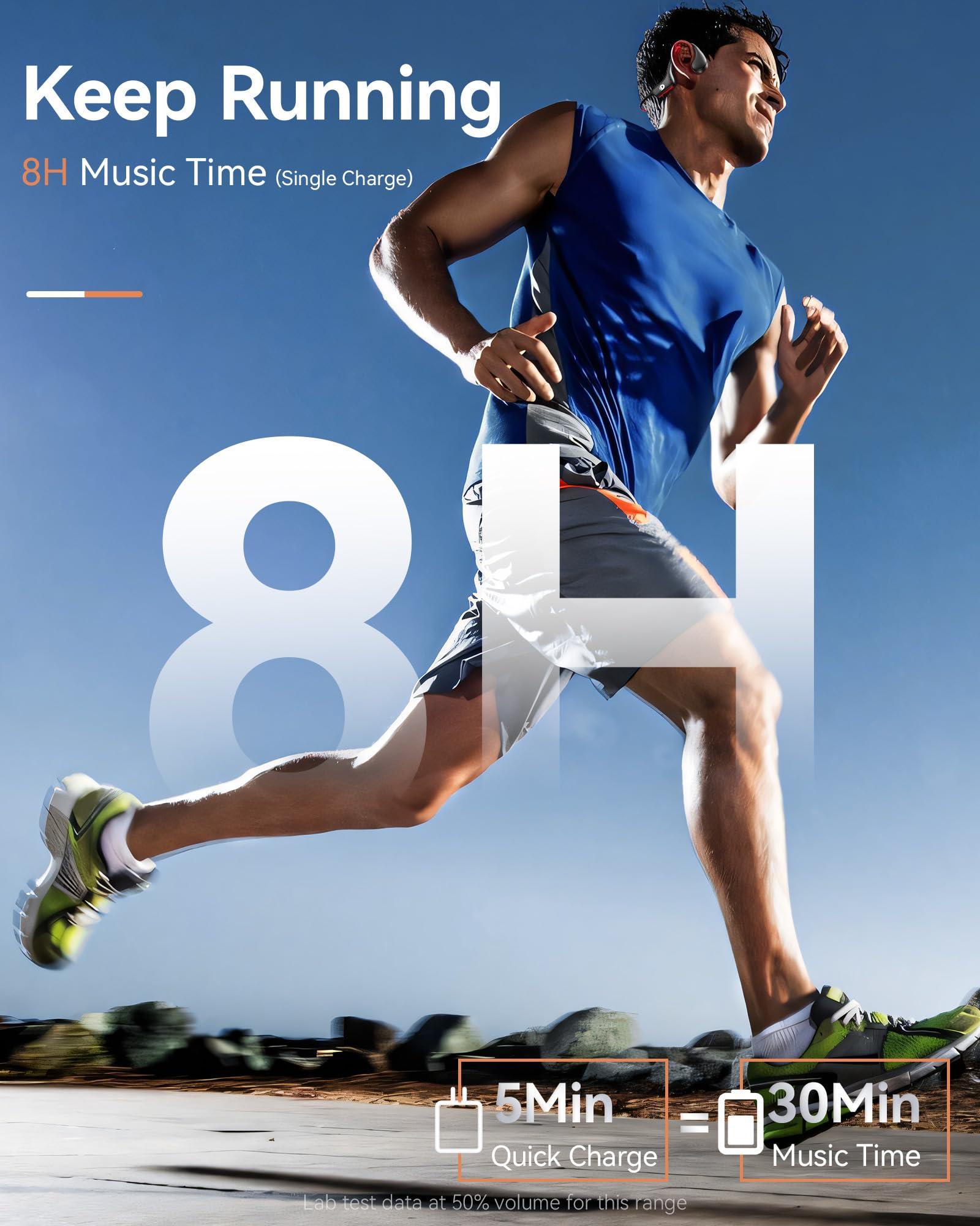 DEMICEA DEMICEA Open Ear Sport Headphones, Wireless Bone Conduction Earphones, Built-in 32GB MP3,with Mic, IP68, Sweat & Water Resistant, Up to 8 Hours Battery, Bluetooth 5.3,for Running,Workouts