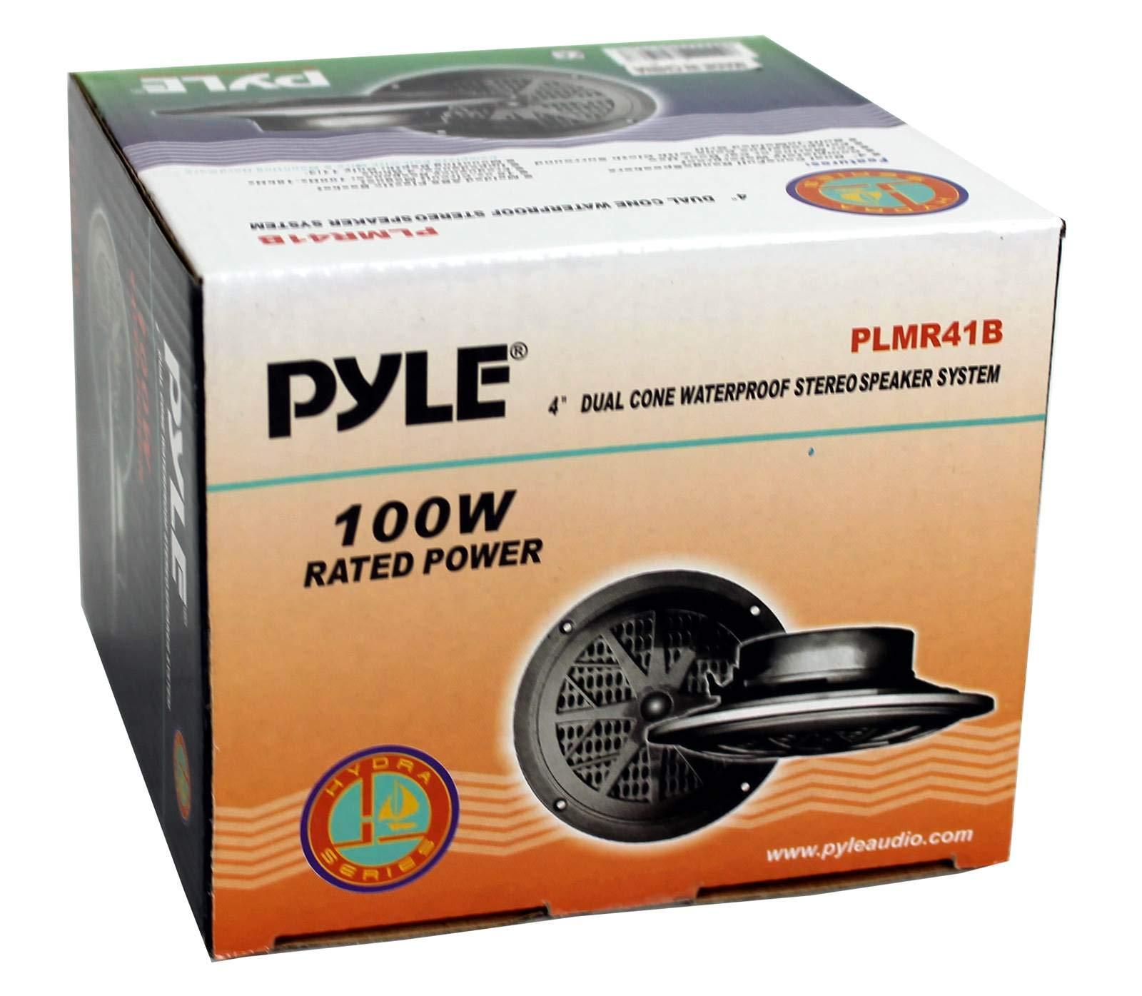Pyle Pyle PLMR41B 4" 100W Dual Cone Waterproof Marine Boat Stereo Speakers (4 Pair)
