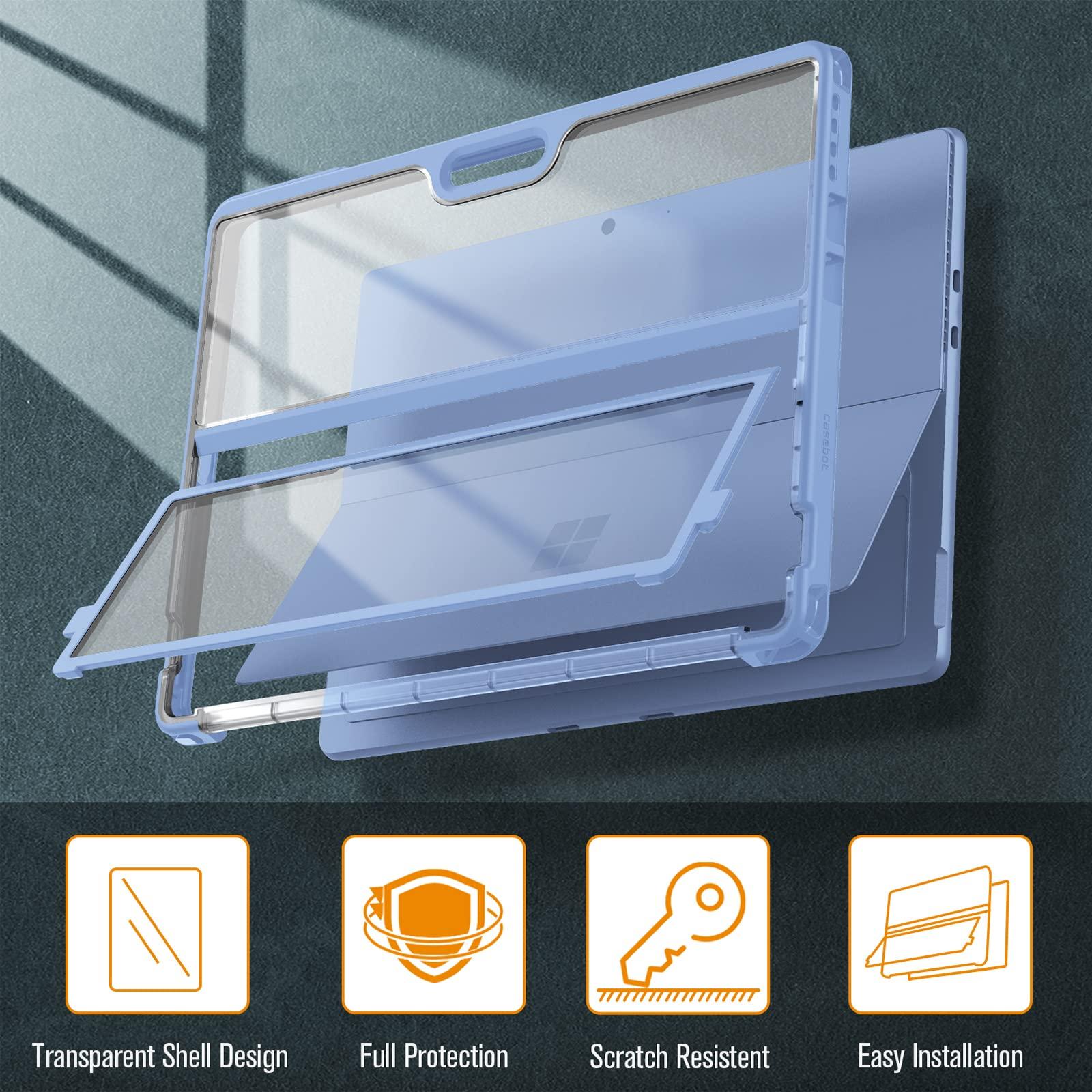 FINTIE Fintie Hard Case for 13 Inch Microsoft Surface Pro 11/10/9 - Shockproof Rugged Cover with Clear Transparent Back Shell + Multiple Angle Viewing Portfolio Business Cover w/Pocket