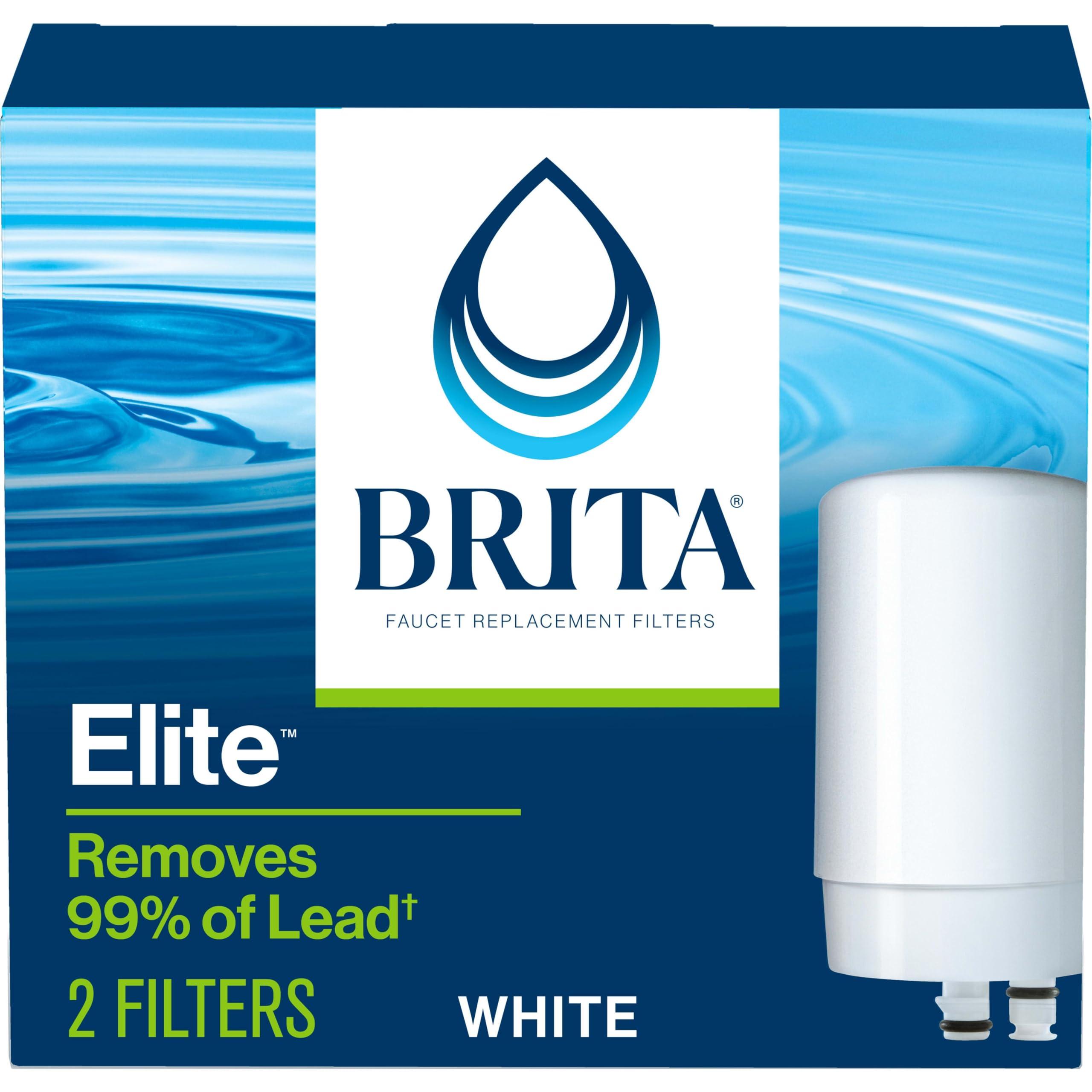 Brita Brita Faucet Mount Water Filter for Sink, Removes 99% of Lead, Elite Filtration System, Includes 2 Replacement Filters, White