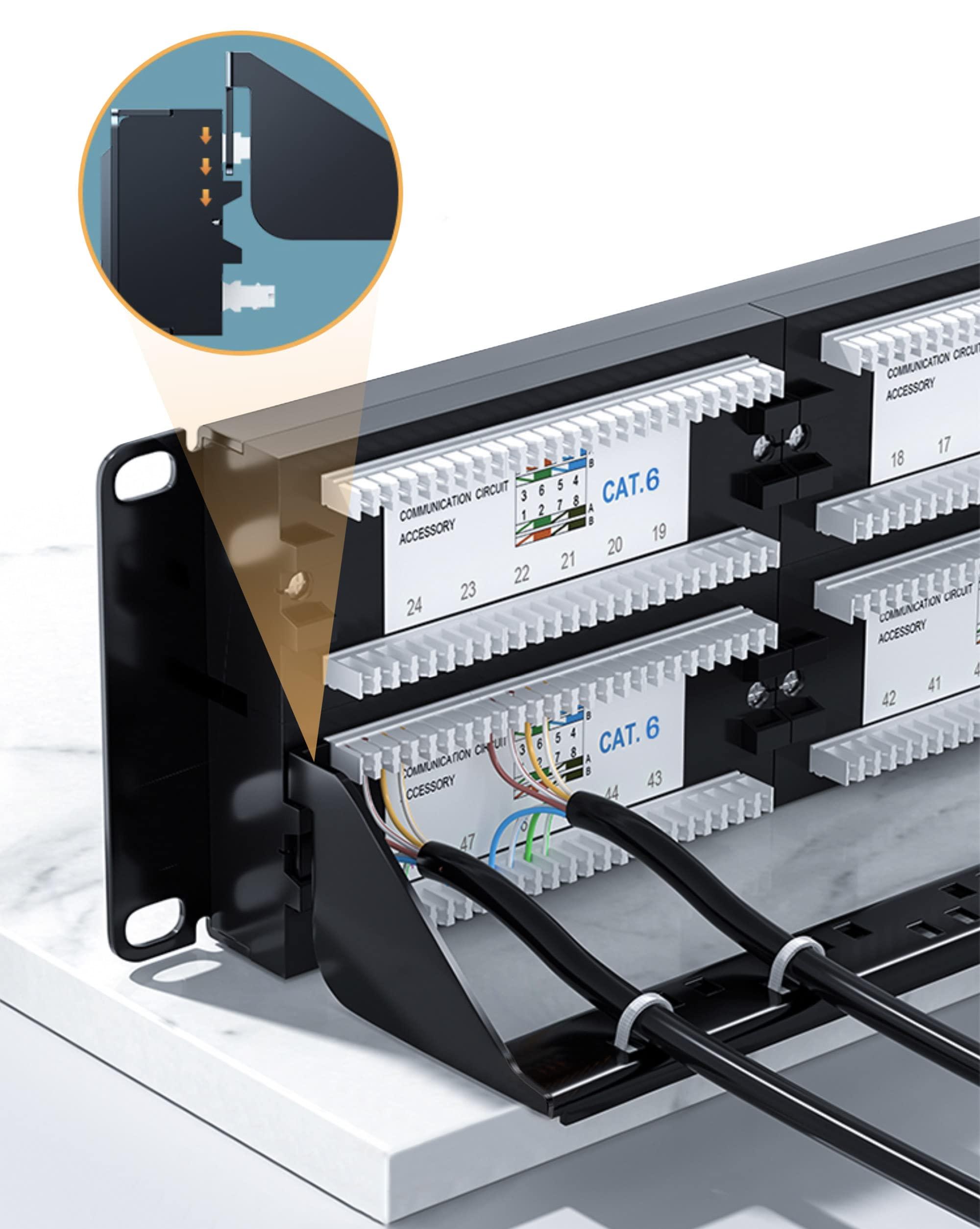 MANHATTAN MANHATTAN 48-Port Network Patch Panel Cat-6 2U UL Listed - Rackmount Wall Mount Cable Management Bar Rack Mount Hardware - Installer Grade 3 Gold Plated Contacts - Lifetime Mfg Warranty 720816
