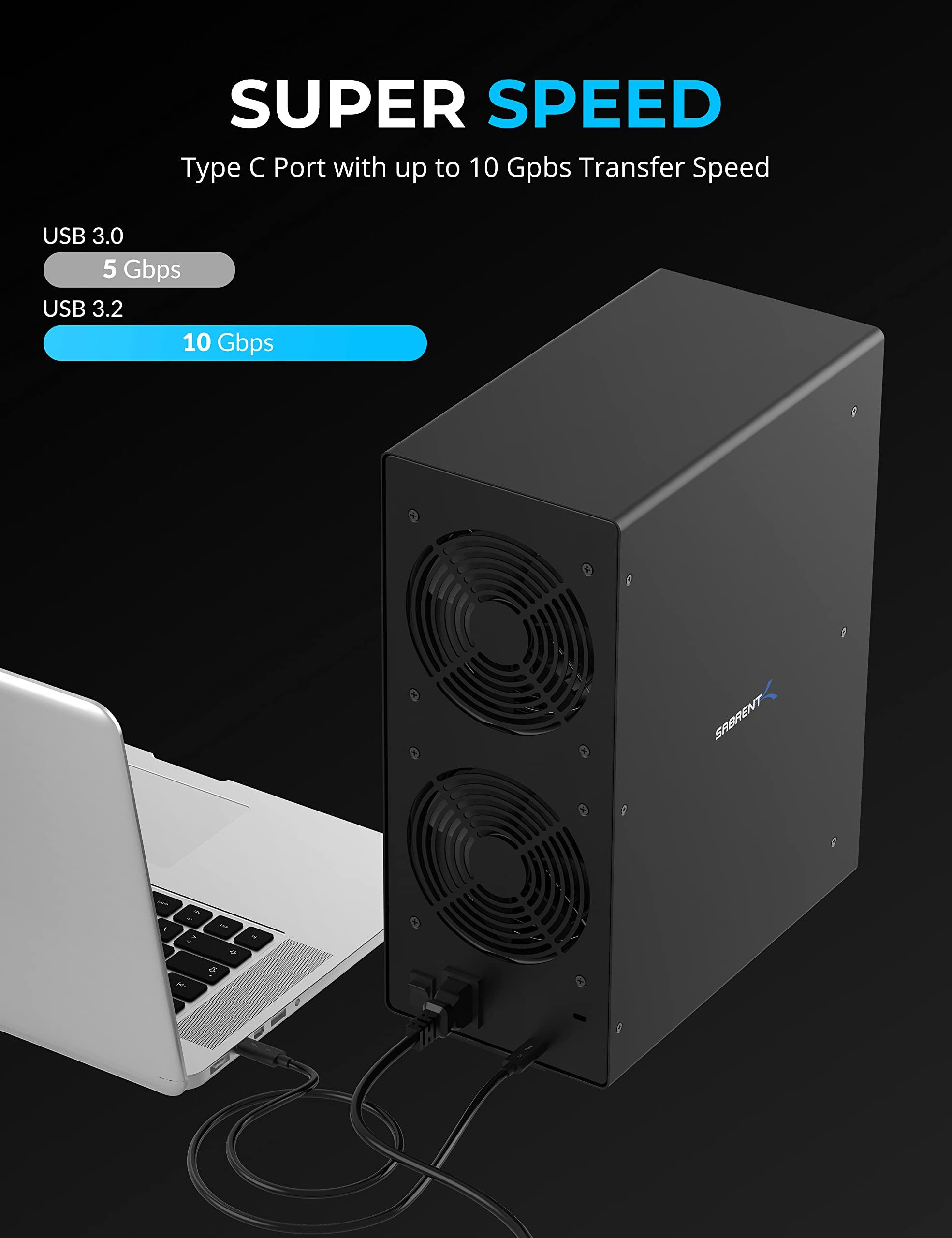SABRENT SABRENT 10-Bay USB 3.2 Gen 2 SATA Docking Station for 3.5 HDD/SSD, 10 Gbps USB-C DAS, Tray-Less Hot-Swap, Aluminum Enclosure, Dual Cooling Fans, Individual Power Switches, No RAID (DS-UCTB)