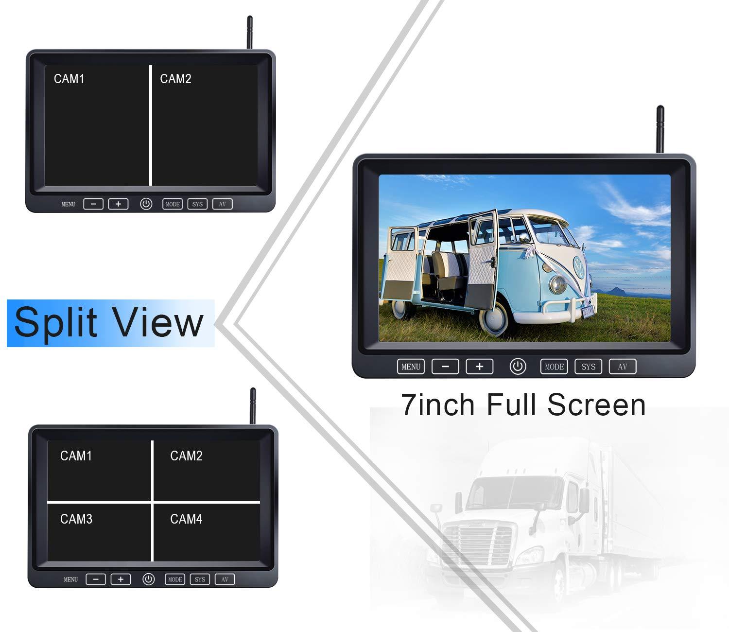 ZEROXCLUB ZEROXCLUB Wireless Backup Camera System with 7-Inch DVR Dual/Quad Split Touch Monitor BW702 + ZEROXCLUB 10'' 1080P Wireless Backup Camera System, 10 Inch DVR Wireless 2 Rear View Camera BW102 Bundles