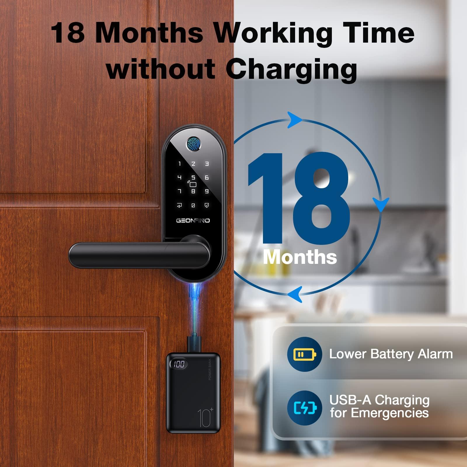 GEONFINO Smart Door Lock 6-in-1 Electronic Door Lock for Front Door Fingerprint Door Lock with Anti-Peeping, Auto-Lock Black Keyless Door Lock Digital Lock with Electric Door Knob, Biometric Handle for Home