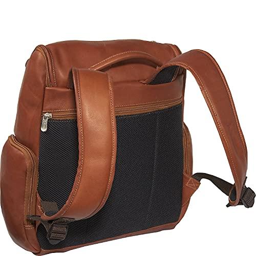 Piel Leather Piel Leather Multi-Pocket Laptop Backpack, Saddle, One Size