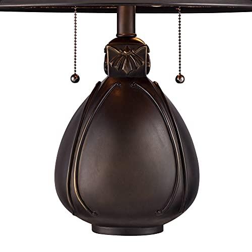 Robert Louis Tiffany Robert Louis Tiffany Nell Art Deco Tiffany Style Small Accent Table Lamp 19" High Bronze Brown Antique Pottery Ceramic Natural Mica Shade Decor for Bedroom House Bedside Nightstand Home Office