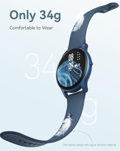 AGPTEK AGPTEK Smart Watch for Women Men, 5ATM Waterproof Smartwatch for Android and iOS Phones, Fitness Tracker Watch with 100+ Sports Modes, Heart Rate Monitor Pedometer Sleep Monitor, Blue