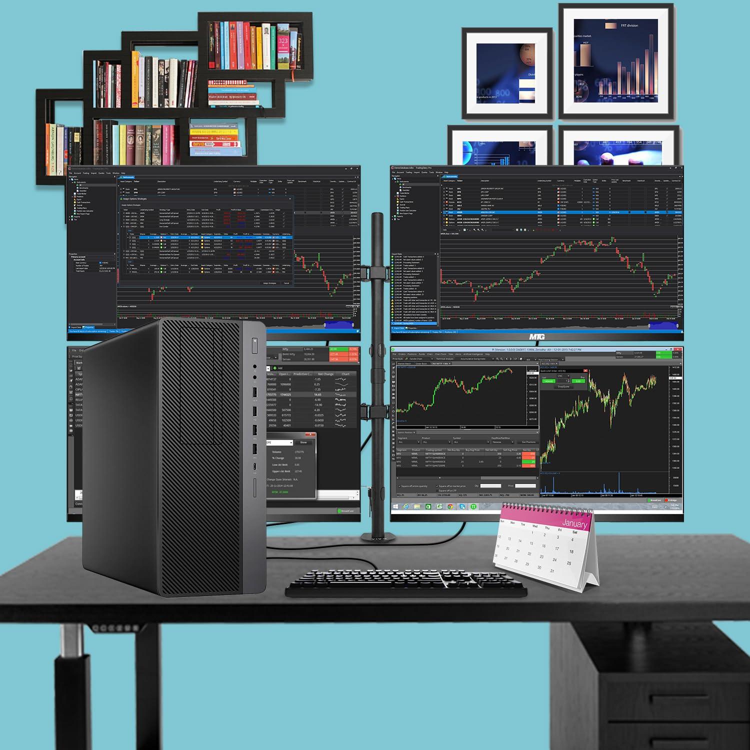 TechMagnet TechMagnet Trading Desktop PC, Intel Core i7 9th Gen, 16GB RAM, 512GB SSD + 2TB HDD, 4 New 22 LED Monitors, 2 Network Cards, Trading Platform Support, MTG Keyboard & Mouse Win 11 (Renewed)