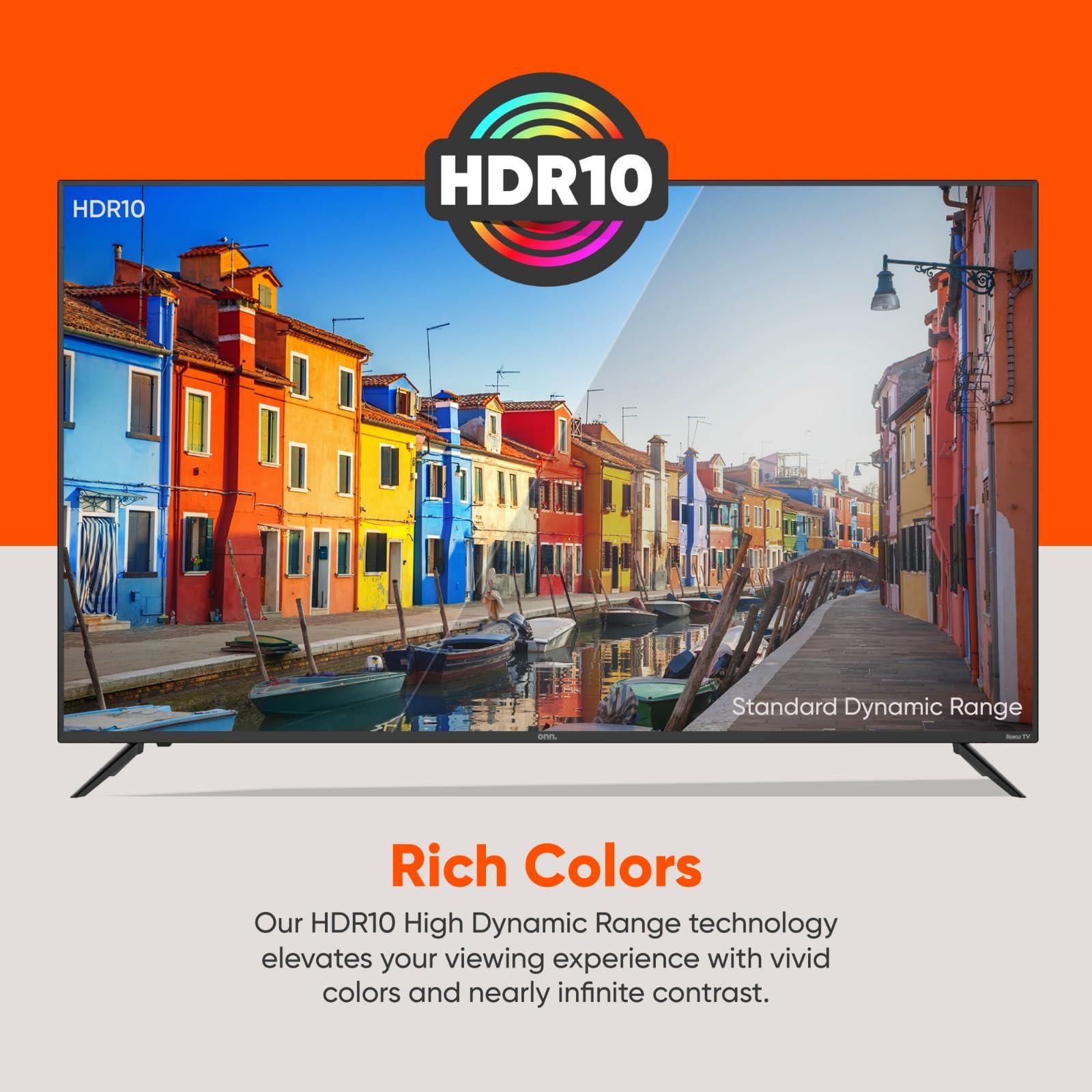 ONN Onn 50-Inch Class 4K Ultra HD LED Smart TV HDR (2160p) Resolution, 60 Hz Refresh Rate, DLED Display, Wireless Streaming, 100012585 (Renewed)