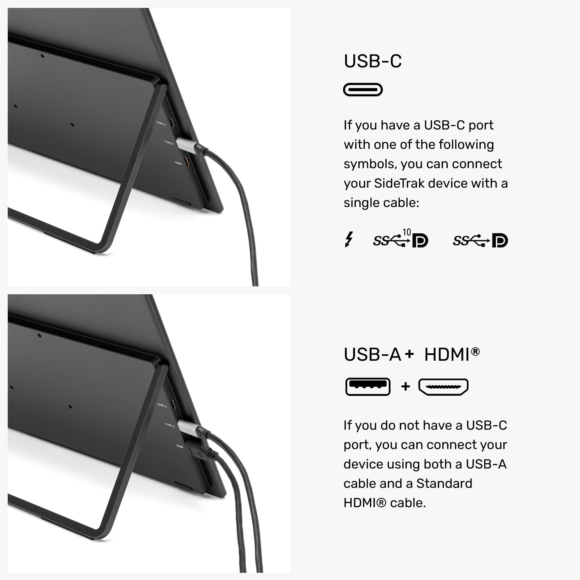 SideTrak SideTrak Solo Book 15.6" Foldable Dual Screen Portable Monitor with Protective Sleeve | Stacked FHD Laptop Screen Extender, 360 Rotation, USB-C & HDMI, Mac, PC, Chromebook Compatible