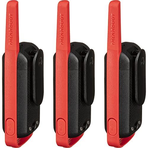 Motorola Motorola Solutions, Portable FRS, T210TP, Talkabout, Two-Way Radios, Rechargeable, 22 Channel, 20 Mile, Black W/Red, 3 Pack