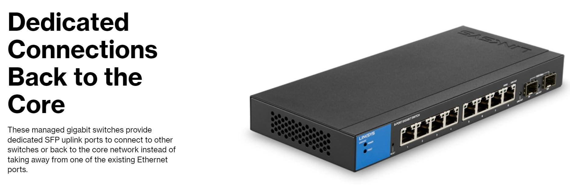 Linksys 24-Port Managed Gigabit PoE+ Switch with 4 10G SFP+ Uplinks 410W TAA Compliant LGS328MPC