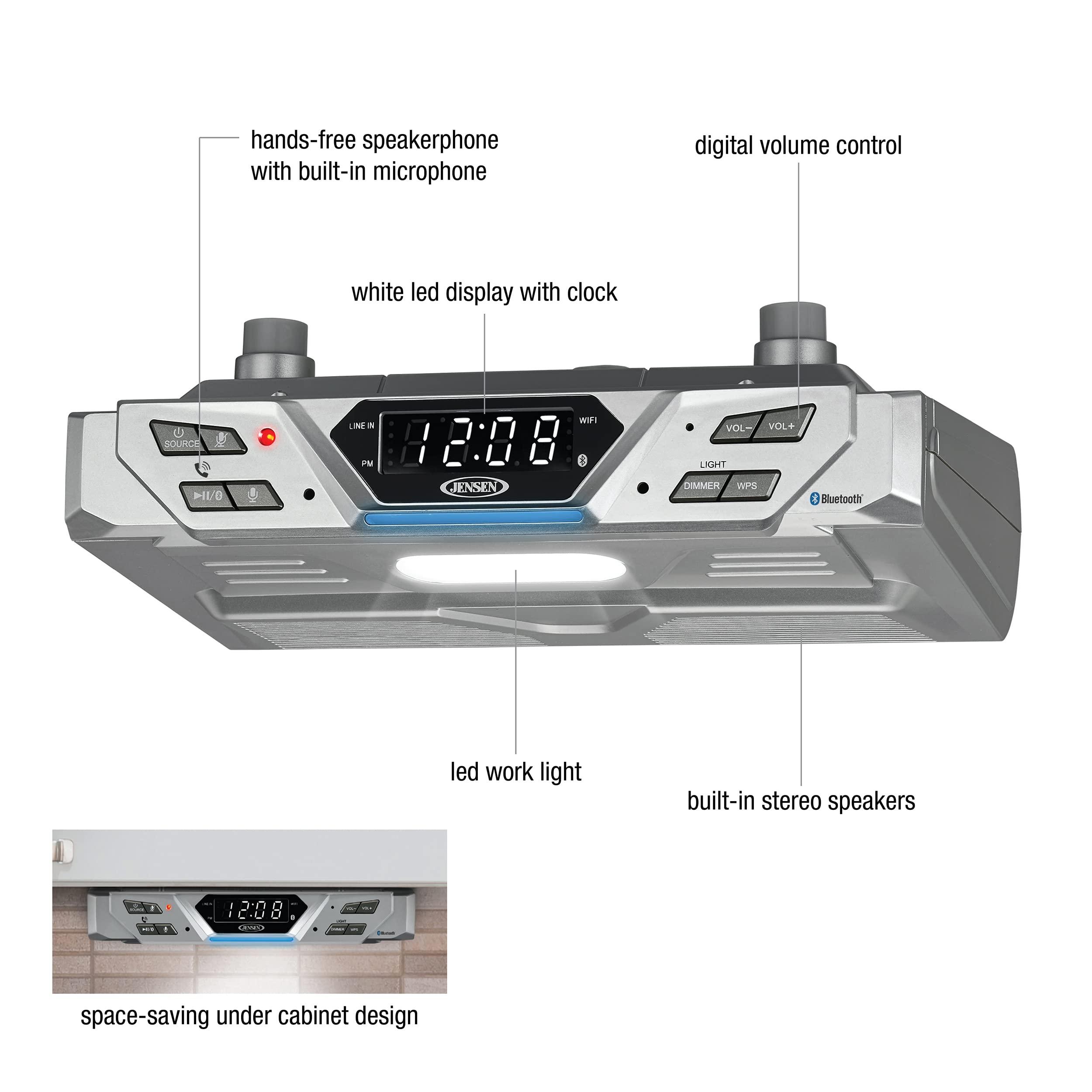 Jensen(r) Jensen Under Cabinet Bluetooth Music System with Alexa Far-Field and Tap to Talk