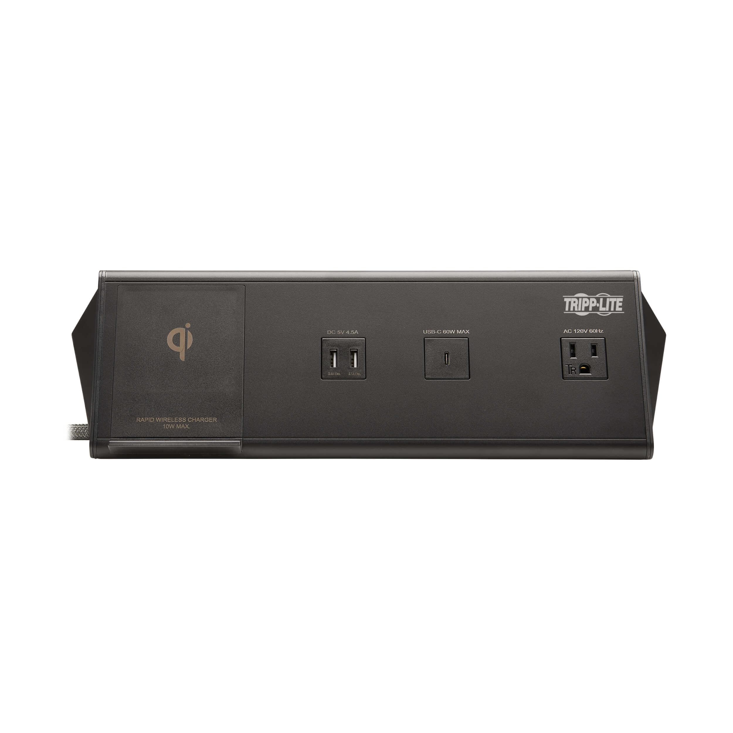 Tripp Lite Tripp Lite Safe-IT 6-Port USB Charging Station & 2 Wireless Charging Areas & 2 Standard Outlets, 2 USB-C 60W & 4 USB-A, 1000 Joules, 10 ft Power Cord, 50,000 Insurance & (TLM210CAM)