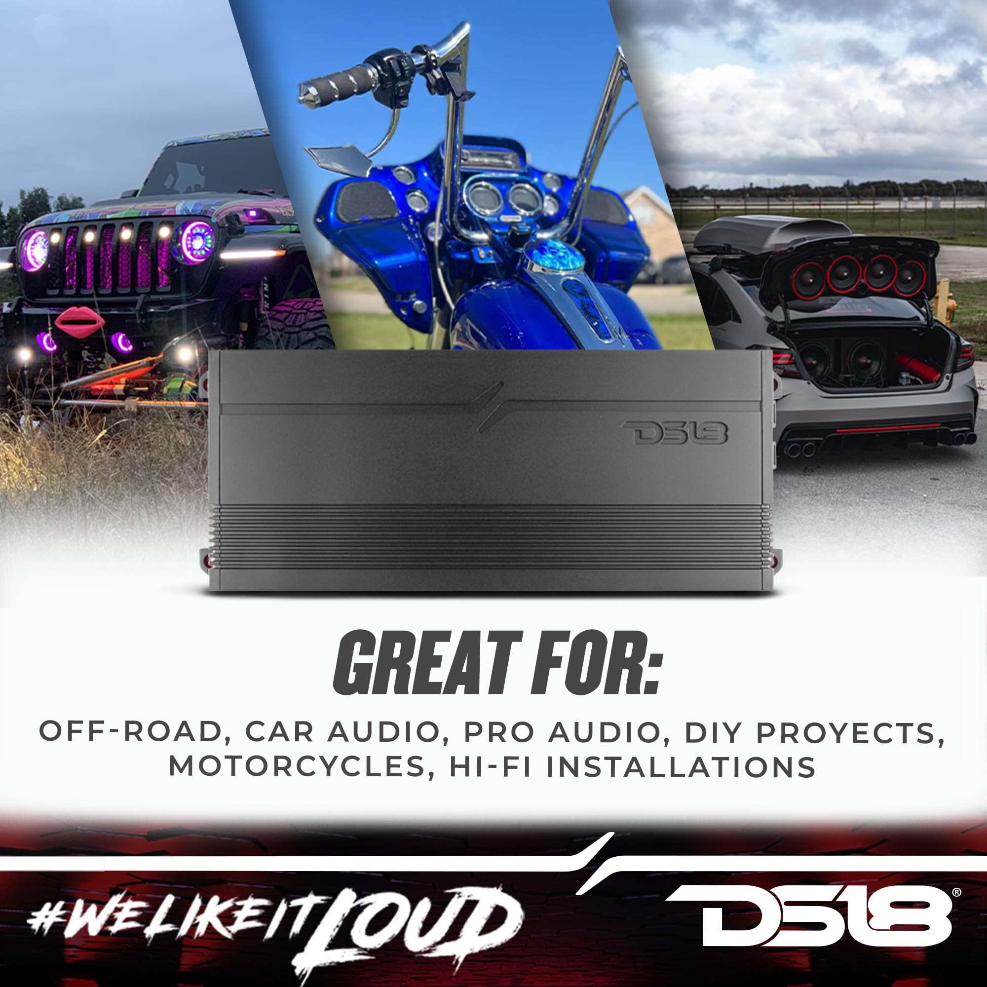 DS18 DS18 G3600.1D Car Audio Amplifier 1-Channel Class D Monoblock 3600 Watts - Remote BASS Knob Included - Compact Design Easy Installation - Extremely Powerful Amp for Vehicle Sound Systems
