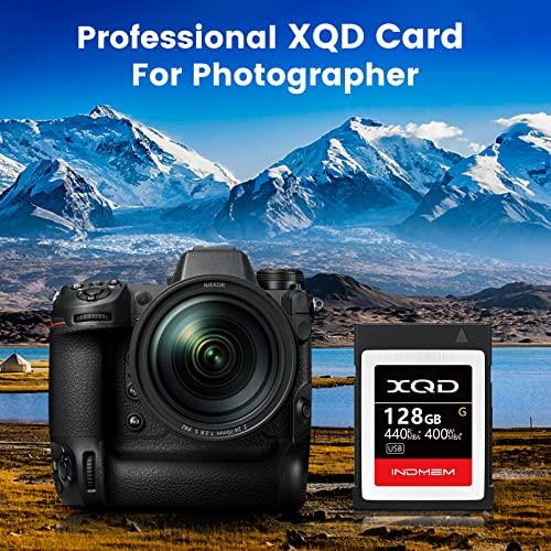 INDMEM INDMEM XQD 128GB Memory Cards, 5X Tough MLC XQD Flash Memory Cards High Speed G Series| Max Read 440MB/s, Max Write 400MB/s