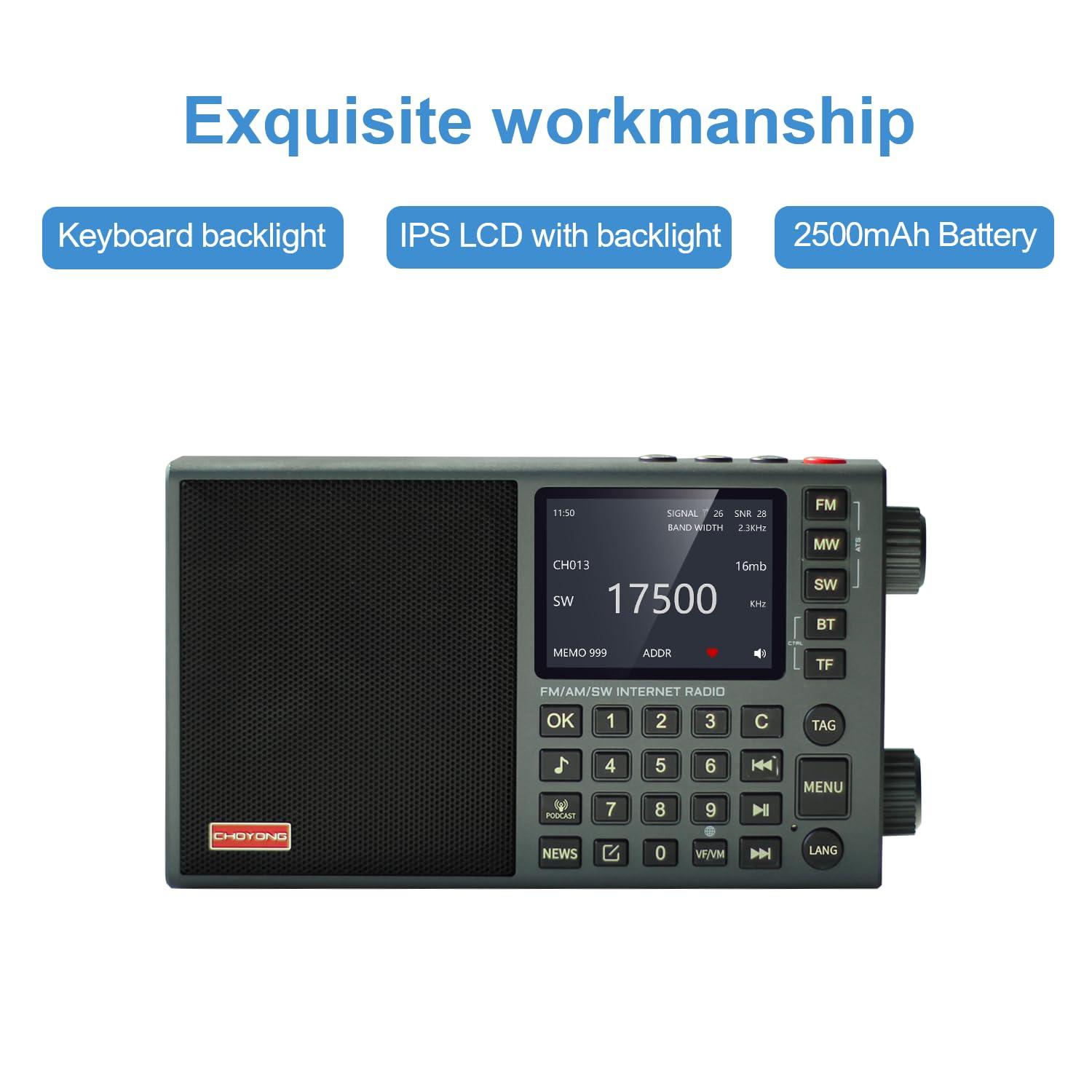 CHOYONG CHOYONG LC90 Mini Internet Radio | Wi-Fi/4G | FM/LW/MW/SW | BT 5.2 | 2500mAh Rechargeable Battery Power | Support TF Card & Earphone | Up to 40K Stations