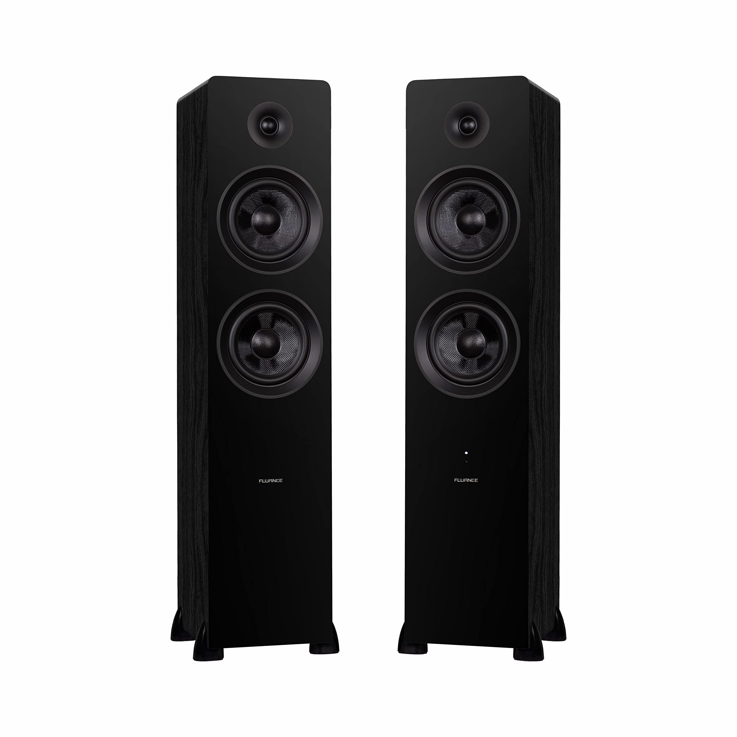 Fluance Fluance Ai81 Powered Floorstanding Tower Speakers and DB10 10" Low Frequency Ported Front Firing Powered Subwoofer with 15 Feet RCA Ultimate Performance Collection Subwoofer Cable (Black Ash)