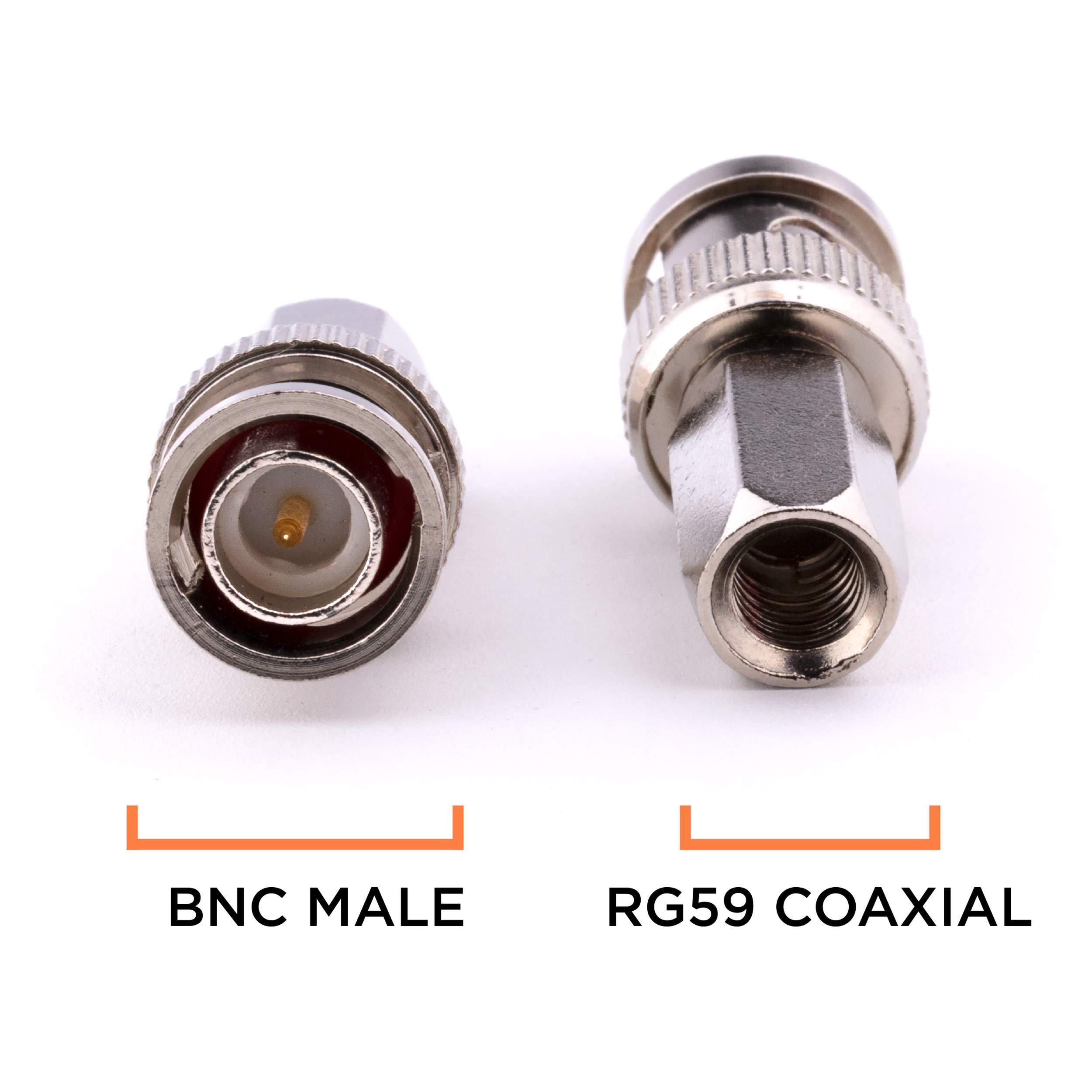 THE CIMPLE CO RG59 Coaxial Cable Connector, Screw On (Twist On) - SDI, HD-SDI, CCTV, Security, Video Card, Camera, Solderless - RG59 - Pack of 25