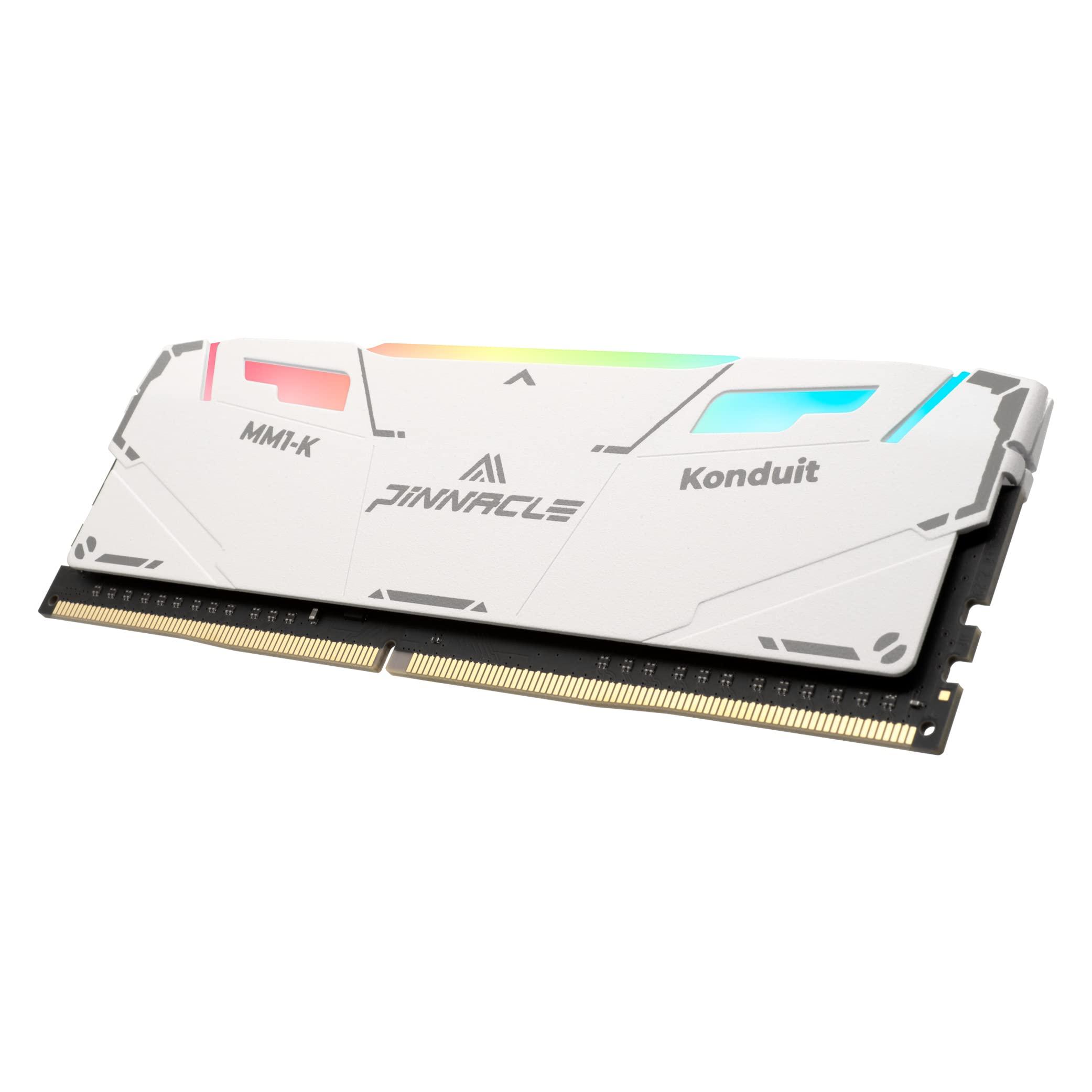 Timetec Timetec Pinnacle Konduit RGB DDR4 3200MHz PC4-25600 CL16-18-18-38 XMP2.0 Overclocking 1.35V Compatible for AMD and Intel Desktop Gaming PC Memory Module RAM (RGB White, 64GB KIT(4x16GB))