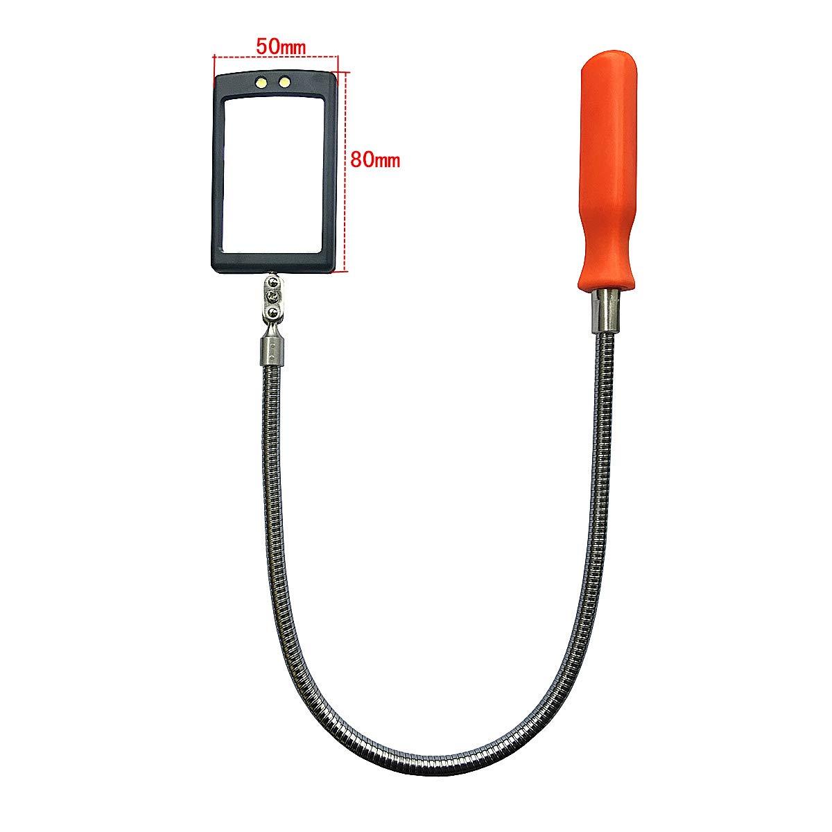 Enbar Enbar Inspection Mirror Flexible Inspection Mirror 360 Rotation with 2 LED Lighted Flexible Inspection Mirror Swivel for Automotive and Shower Use Mirror on a Stick