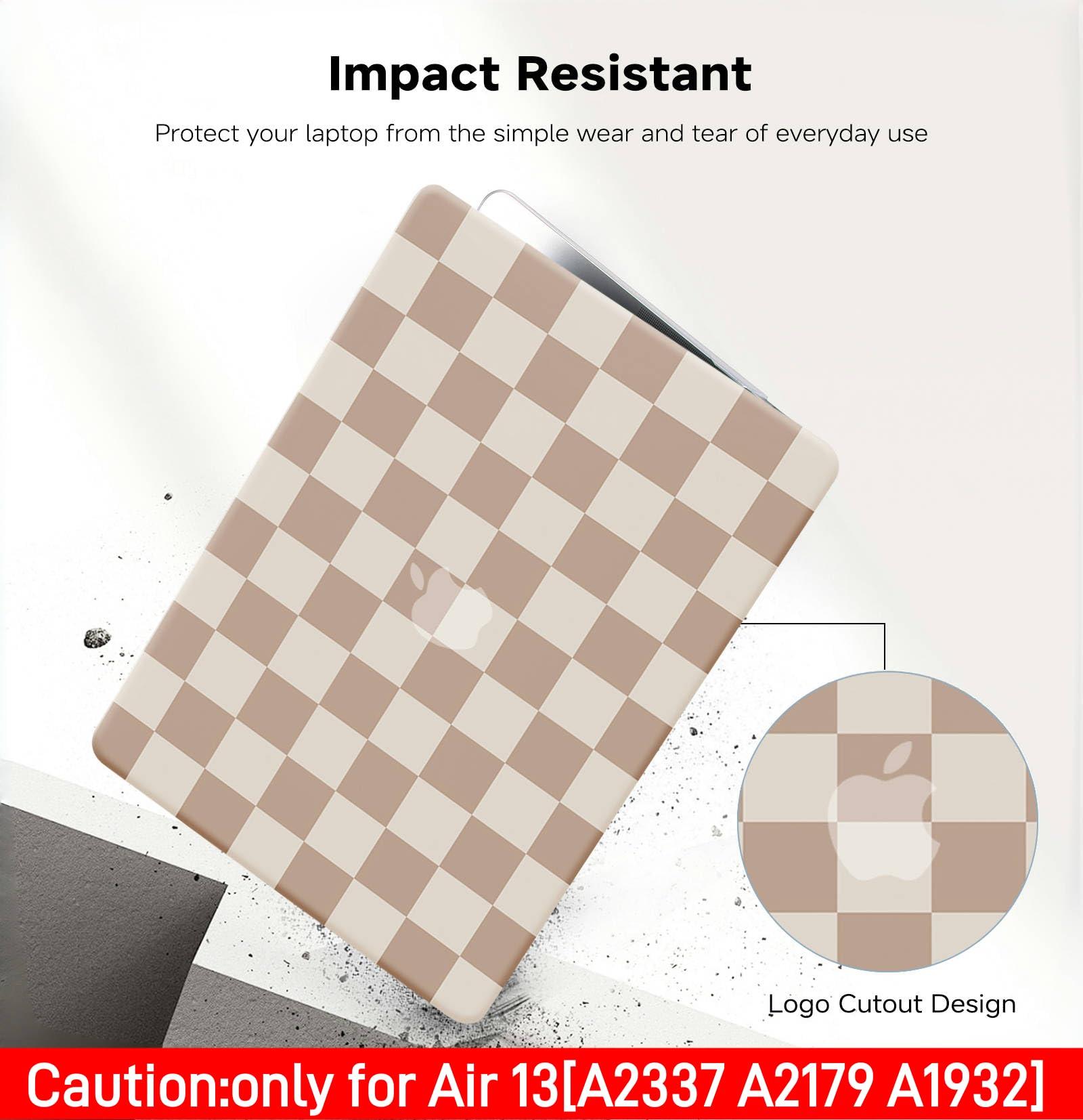 BYCeKe BYCeKe Compatible with MacBook Air 13 inch Case 2022 2021-2018 M1 A2337 A2179 A1932,Case for MacBook Air M1,Checkered Textured Cream Plastic Hard Shell& Keyboard Cover for Mac Air 13, Checkerd Neutral