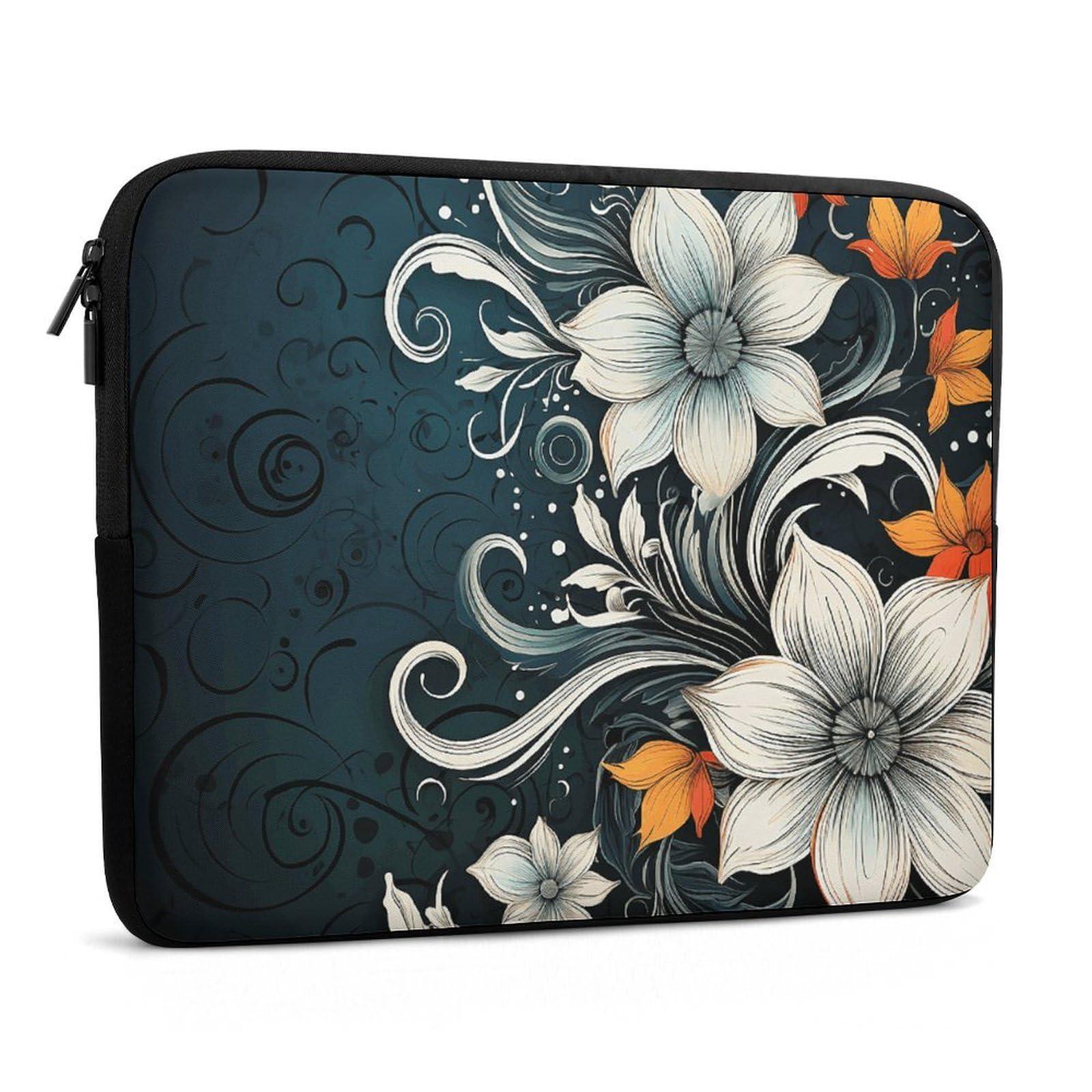 NQLYUT Laptop Sleeve Shockproof Laptop Case Novelty Boho Abstract Flowers Laptop Bag Carrying Case Protective Computer Case