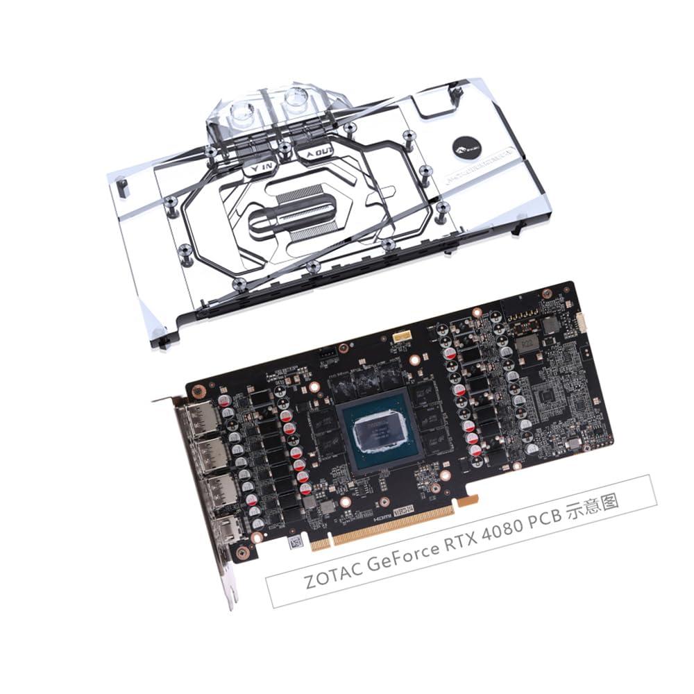YXHGeeek GPU Waterblock -for Zotac RTX 4080 Super 16GB Trinity OC White Edition, PC GPU Water Liquid Cooling Block Cooler with Backplate (12V RGB Aura Effect LED Lights GPU Block with Backplate)