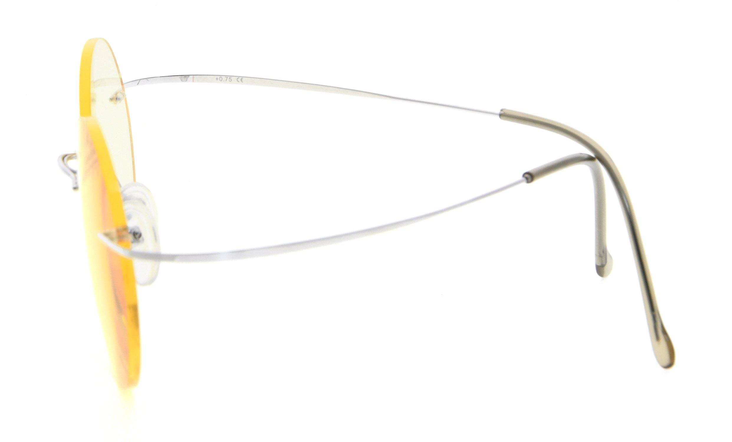 CessBlu CessBlu Rimless Anti Blue Ray Titanium Round Computer Glasses Women Men Eyeglass(Silver) without Strength