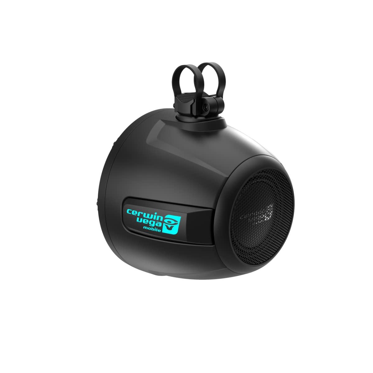 Cerwin Vega Mobile CV Cerwin Vega SH65F4B 6.5 inch 600 Watts 2-Way Pod Speaker System Marine Car Coaxial Speakers with 1 inch Tweeter LED Lighting Black UV Stable Black Pair