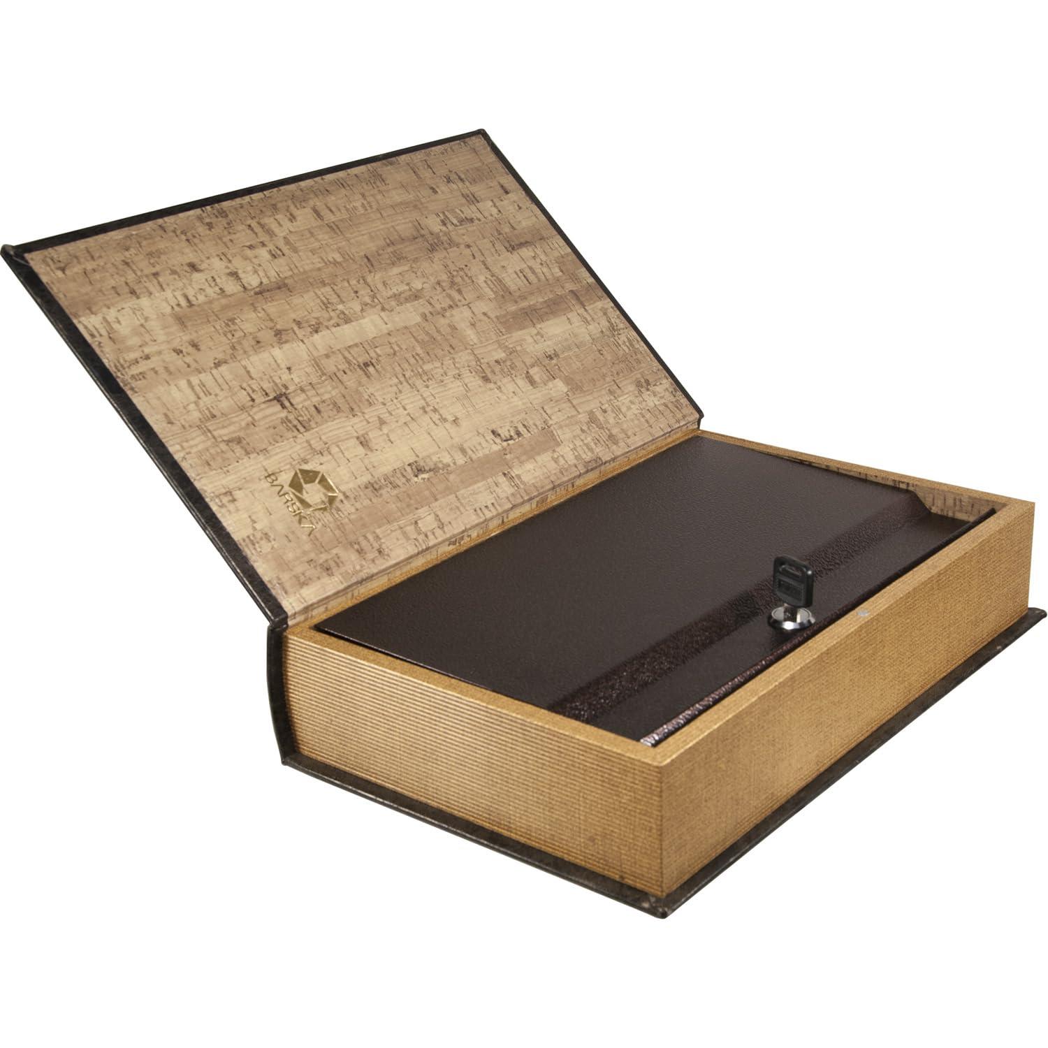 BARSKA Barska Large Antique Book Lock Box with Key Lock , 8.75\" x 2.75\" x 13\", black
