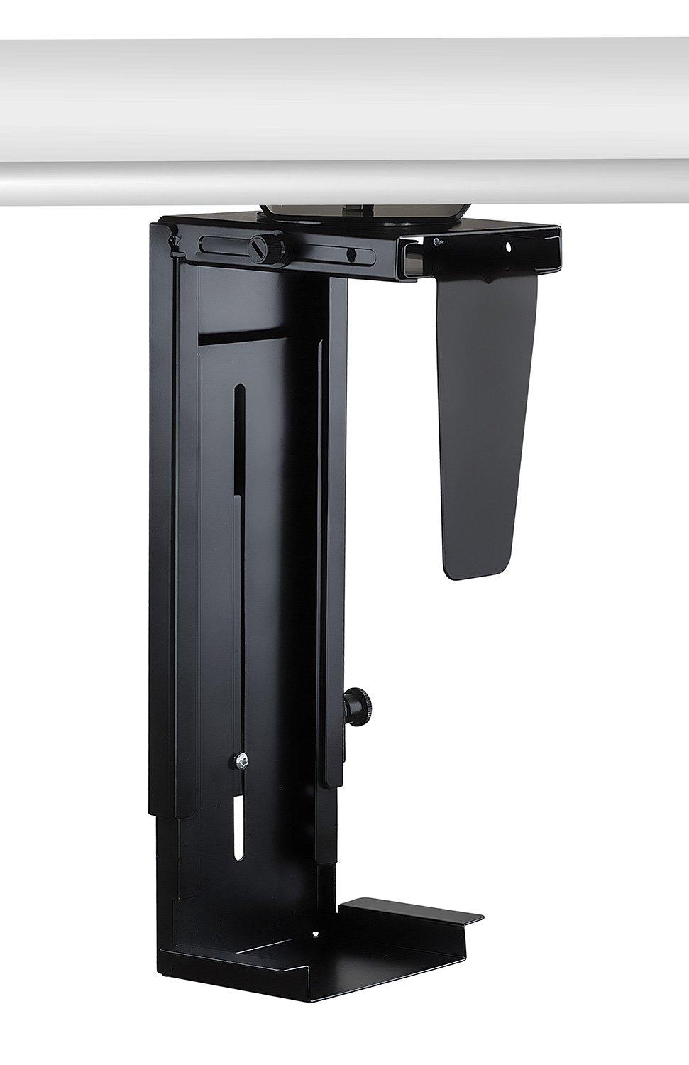 Mount-It! Mount-It! CPU Under Desk Mount Bracket - Computer Tower Wall and Under Counter Holder, 360 Degree Swivel Adjustable Height and Width Wall-Mountable