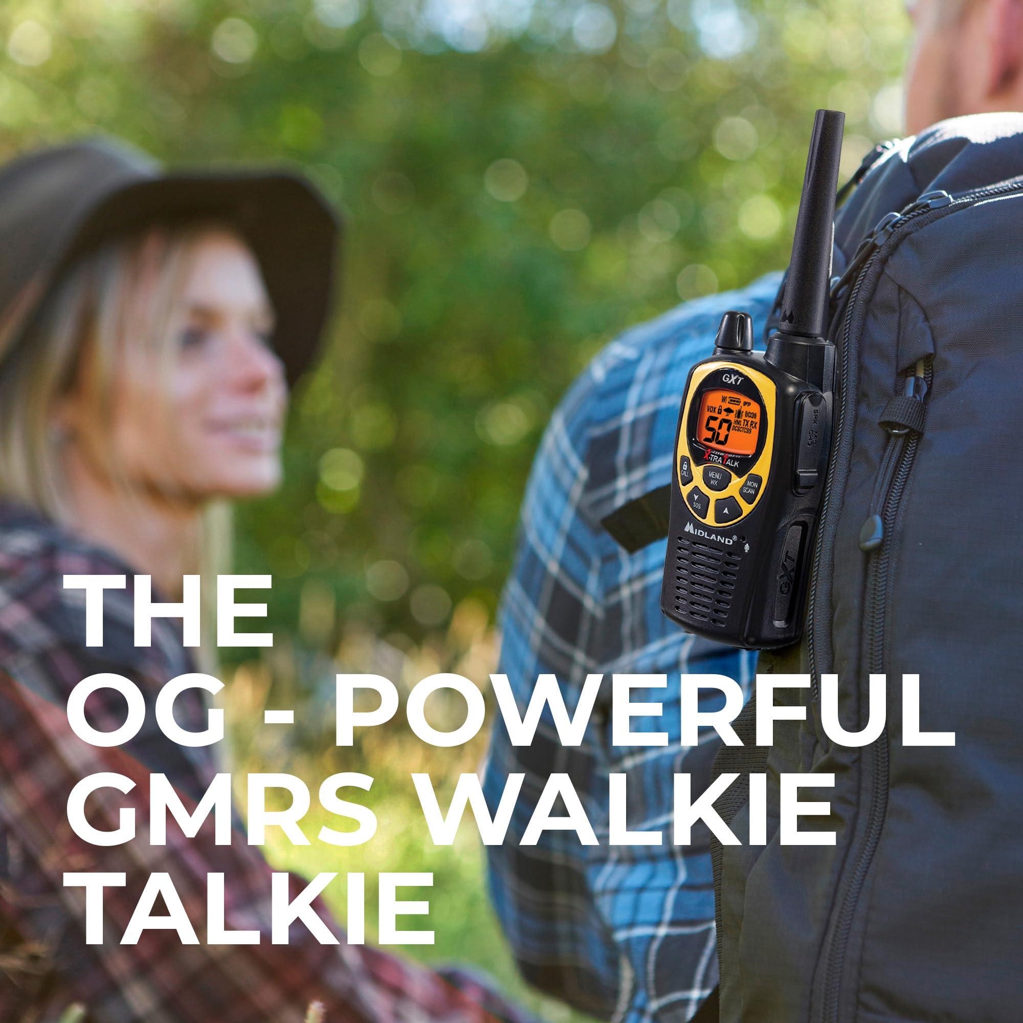 Midland Consumer Radio Midland GXT1030VP4 GMRS Two-Way Radio (50-Channel, Long Range, 142 Privacy Codes, SOS, NOAA, Rechargeable Nickel Battery, Black/Yellow, 2-Pack)