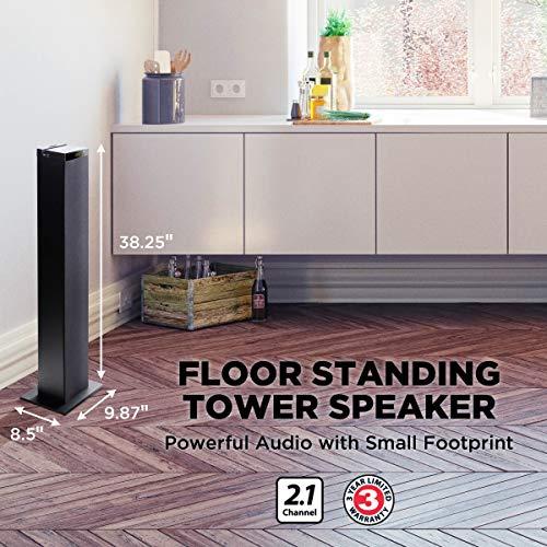 GOgroove GOgroove Bluetooth Tower Speaker with Subwoofer Built in - Floorstanding Home Speaker with Powerful Bass and Dual Drivers, 120W Peak Power, MP3 3.5mm Aux, USB 2.0 Port Flash Drive, FM Radio (Single)
