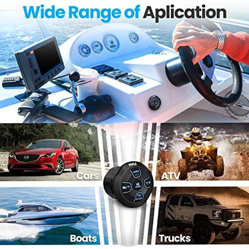 Pyle Pyle Amplified Wireless Bluetooth Audio Controller - 300 Watt Bluetooth Media Button, Waterproof Marine Receiver Remote Control W/Aux, Mount for Car Truck Boat Marine Powersport Vehicles - PLMRBT18