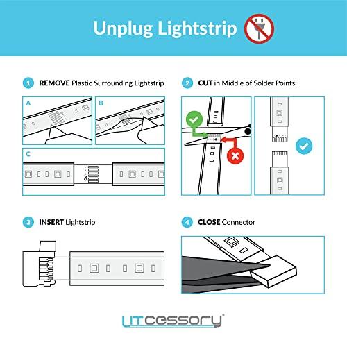 Litcessory Litcessory 6-Pin to Cut-End Connector for Philips Hue Lightstrip Plus (4 Pack, White - Standard 6-PIN V3)