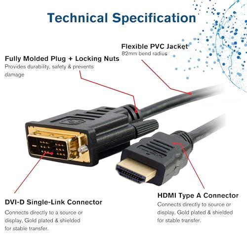 C2G/ Cables To Go C2G/ Cables To Go C2G DVI to HDMI Cable, HDMI Adapter, DVI-D Male to HDMI Male, 1080p, Gold Plated for PS4 & PS3, 4.9 Feet (1.5 Meters), Black, Cables to Go 42515