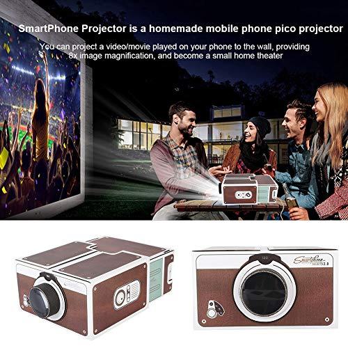 Yoidesu Yoidesu Home Projector Mini Projector DIY Smartphone Projector 2.0 & Entertainment Device, Portable Smart Projector Phone Projector Home Theater Projector for iPhone Projector for Android Projector