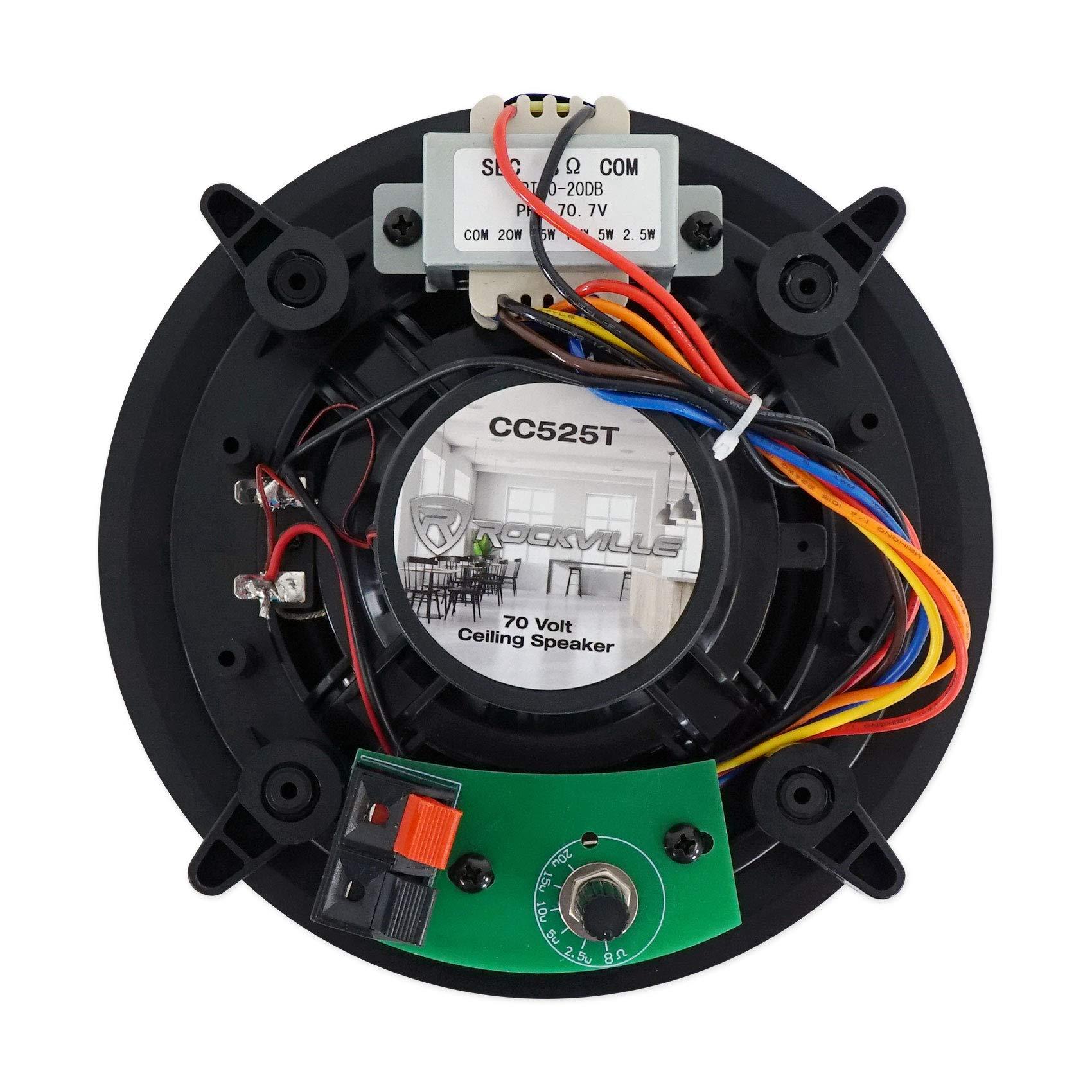 Rockville Rockville Commercial Amp+10 5.25" 2-Way Black Ceiling Speakers 4 Hotel/Office