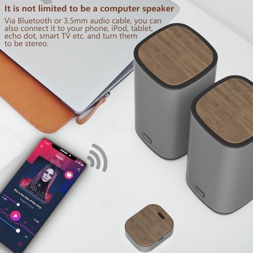 KEiiD KEiiD Bluetooth Computer Speakers with Wireless Touch Control Pod for PC Laptop/Desktop Wireless Stereo Gaming Speakers, 4 EQ Modes, Aesthetic Style, 2024 New Model