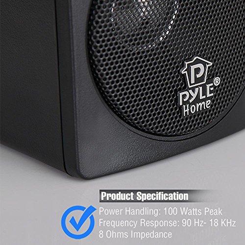 Pyle Pyle Home 3\" Mini Cube Bookshelf Speakers - 100W Small Bookshelf Speakers w/ 3\" Paper Cone Driver, 8 Ohm - Passive Audio Bookshelf Speaker Pair For Home Theater Stereo Surround Sound (Black)