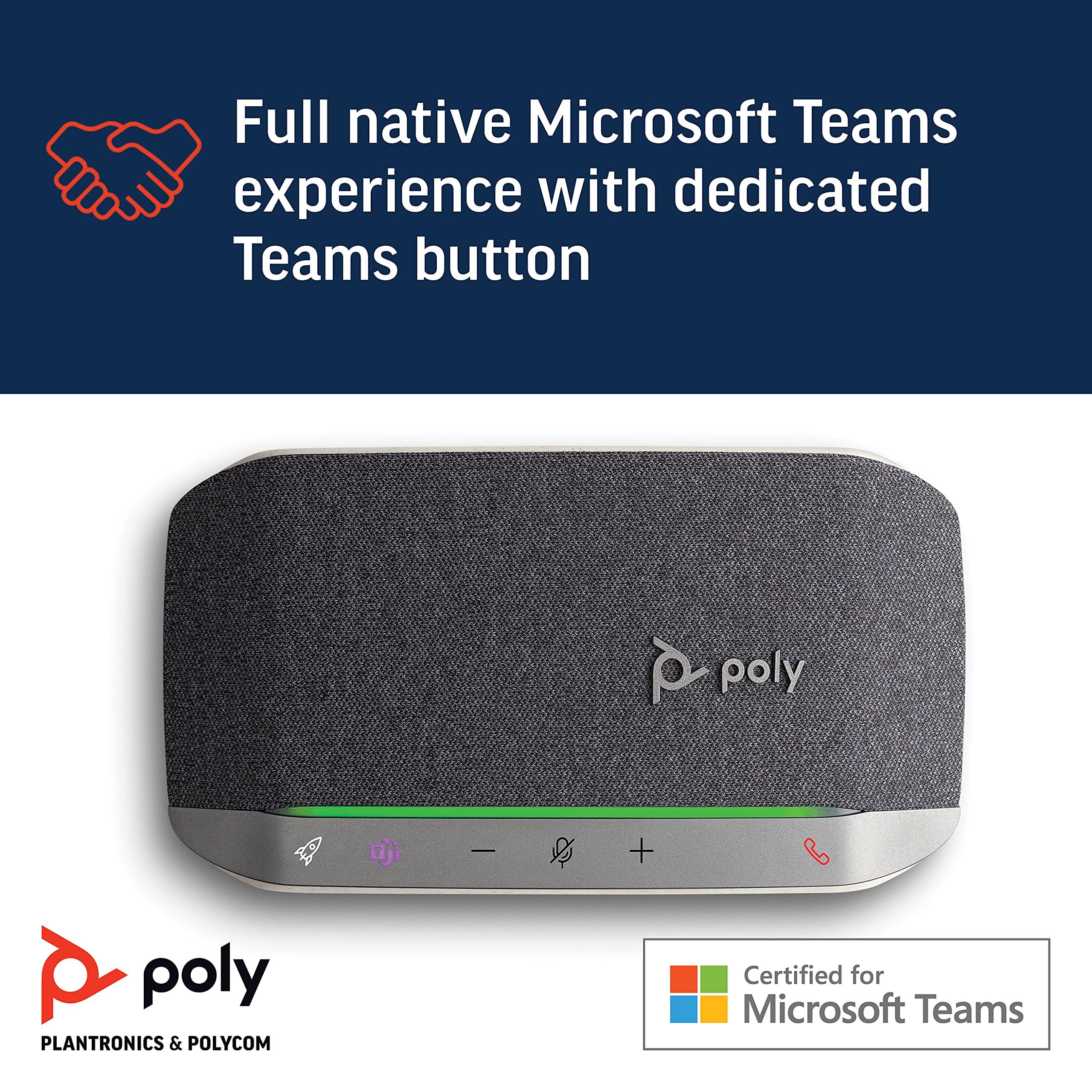 Poly Poly - Sync 20+ Bluetooth Speakerphone (Plantronics) - Personal Portable Speakerphone - USB-C Bluetooth Adapter - Connect to Your PC/Mac/Cell Phone - Works with Teams (Certified), Zoom & More