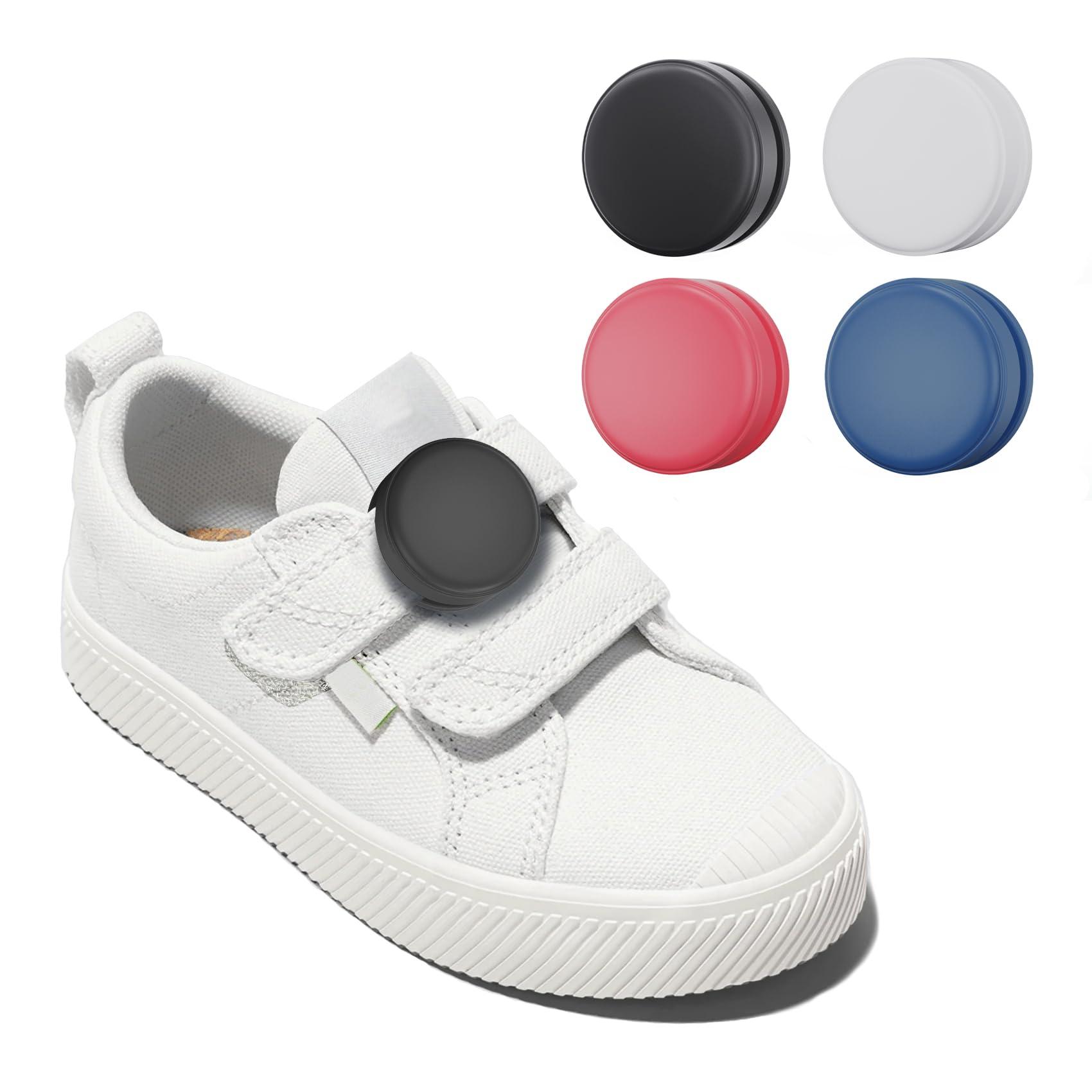 ZUBUHUHU 4 Pack AirTag Holder for Kids Shoelaces, Hidden Silicone Air Tag Case Holder for Children Shoes Shoestring (Black, White, Pink, Dark Blue)