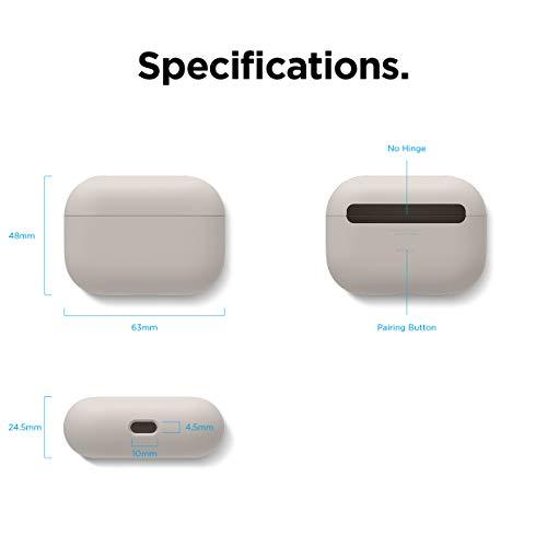 elago elago Liquid Silicone Case Compatible with AirPods Pro Case Cover - Triple Layer Protection, Safeguard Design, Supports Wireless Charging, Visible LED Light [Stone]