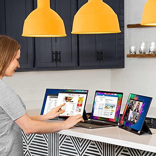 SideTrak SideTrak Solo Pro Triple Touchscreen Portable Monitor for Laptop | 2 Freestanding 15.6” FHD 1080P LED Screens | Compatible with PC & Chrome | USB-C or HDMI | Speakers & HDR Mode