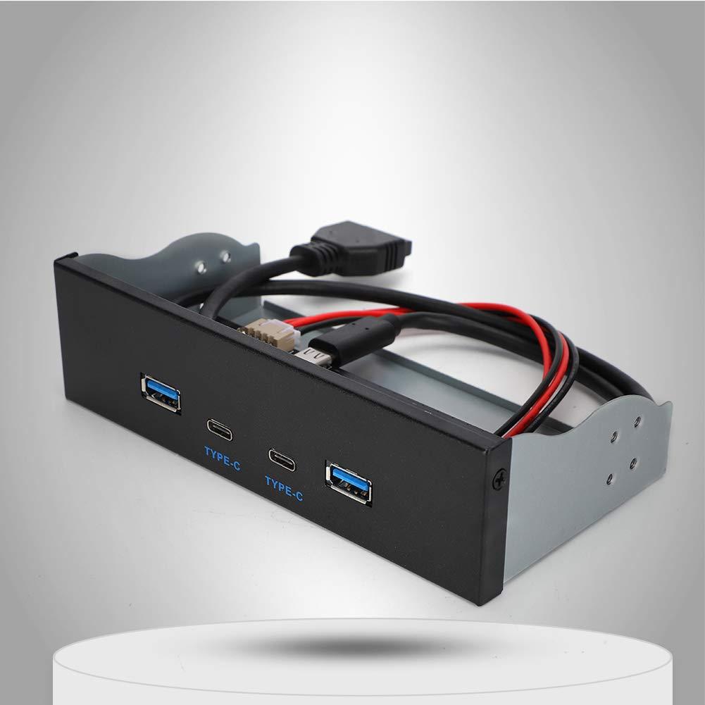 ASHATA USB3.0+2.0+Type C Type E Panel Computer Parts Type C Front Panel, Desktop Accessories Black GEN2 Front Panel USB 3.1 Front Panel, for PC Computer